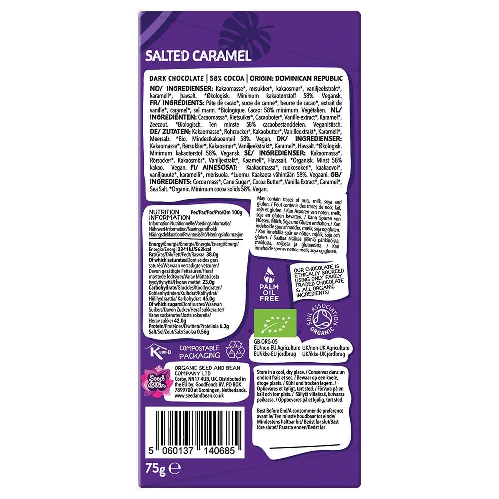 Organic Salted Caramel Dominican Dark Bar - 58% Seed & Bean 