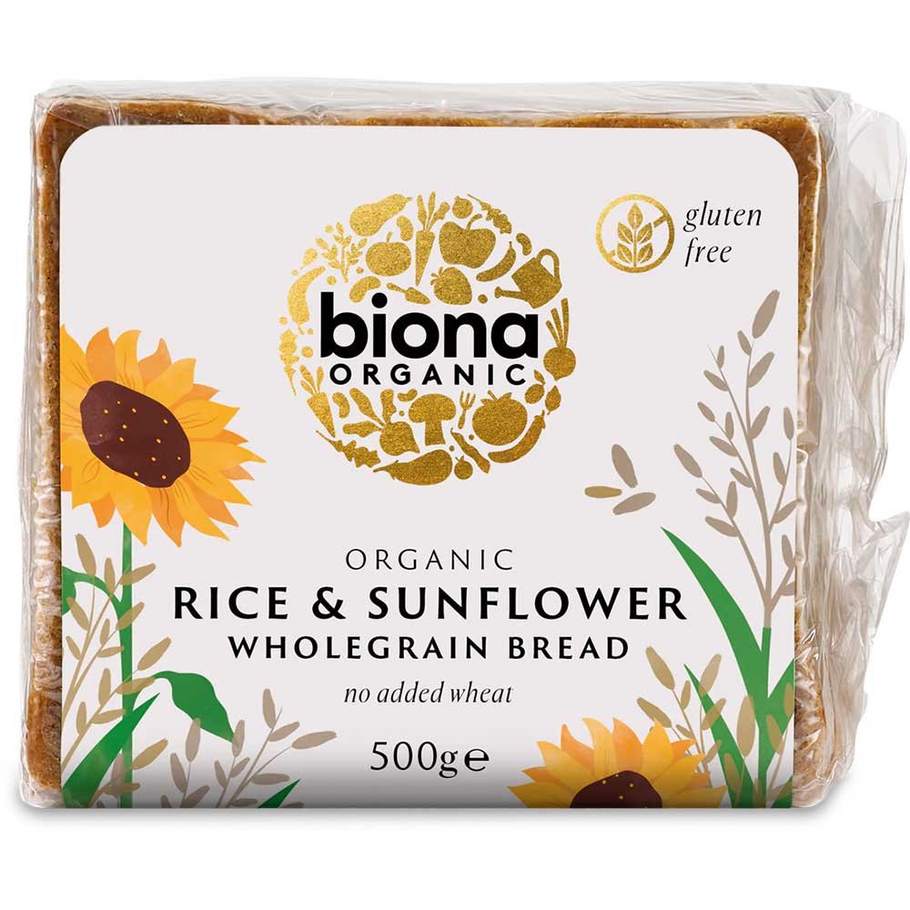 Organic Rice & Sunflower Seed Bread Biona 500g