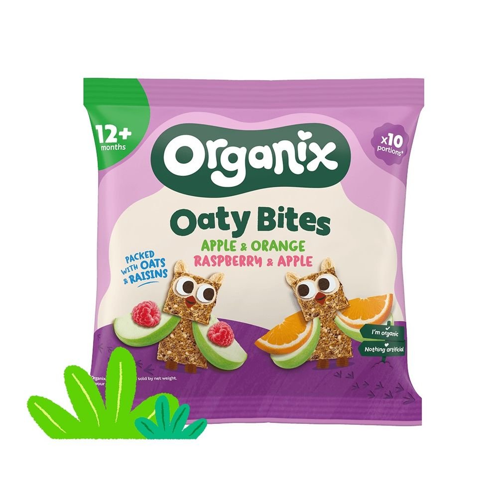 Organic Mini Oaty Bites - raspberry & orange with apple Organix 5x110g Organic Mini Oaty Bites - raspberry & orange with apple Organix 5x110g