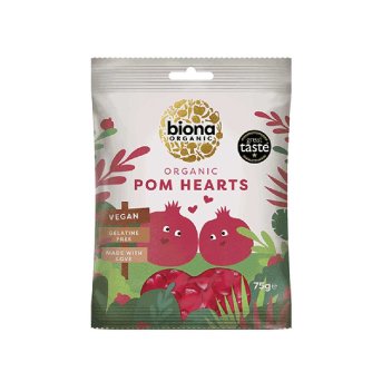 Organic Jelly Pomegranate Hearts Biona 75g Organic Jelly Pomegranate Hearts Biona 75g