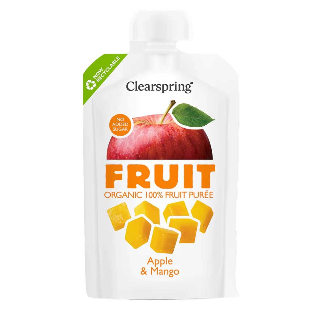 Organic Apple & Mango Purée - single pouch Clearspring 100g Organic Apple & Mango Purée - single pouch Clearspring 100g