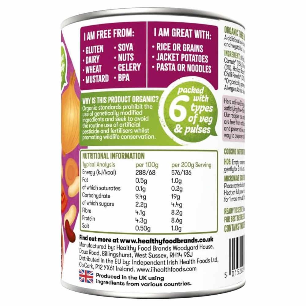 Organic Three Bean Chilli Free & Easy 6x400g Organic Three Bean Chilli Free & Easy 6x400g