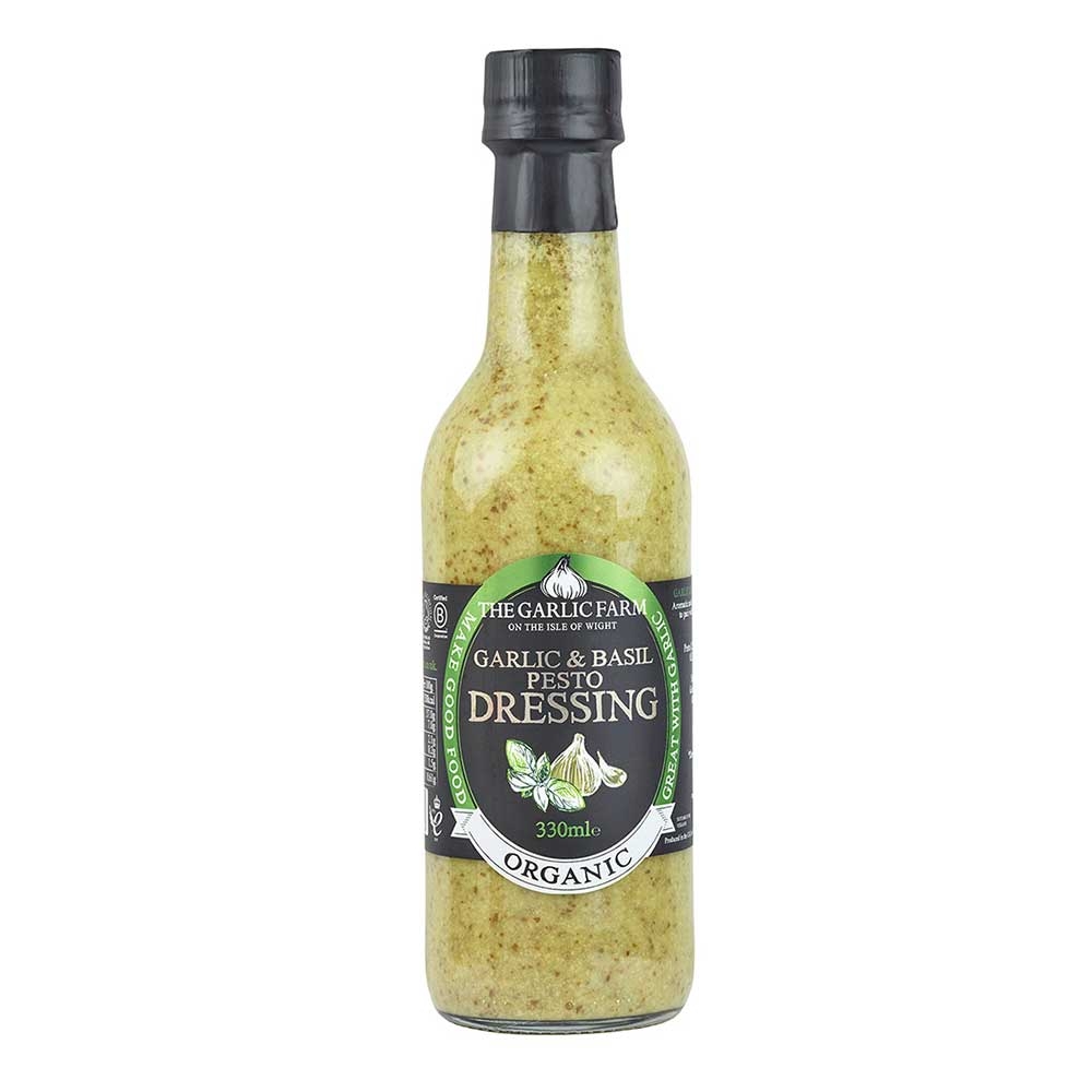 Organic Garlic & Basil Pesto Dressing The Garlic Farm 6x330ml Organic Garlic & Basil Pesto Dressing The Garlic Farm 6x330ml