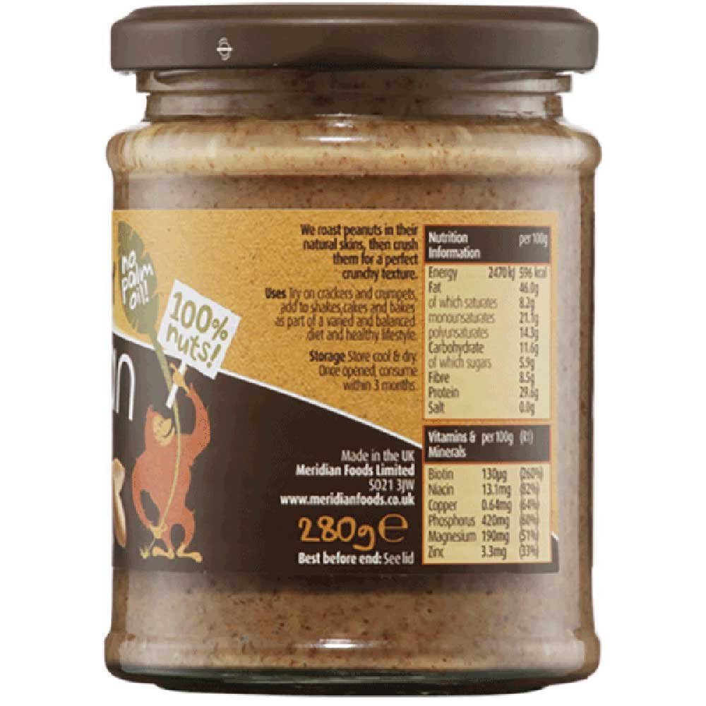 Peanut Butter Crunchy 100% - glass Meridian 280g Peanut Butter Crunchy 100% - glass Meridian 280g