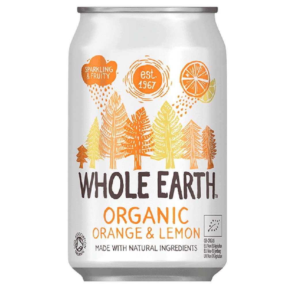 Organic Orange/Lemon - cans Whole Earth 330ml