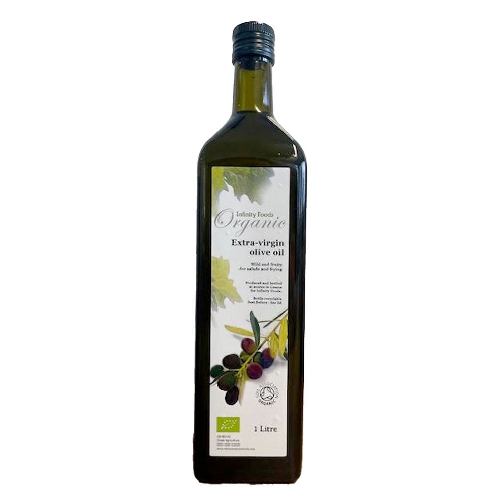 Organic Olive Oil - Extra Virgin - Greece - glass bottle Infinity Foods 1l