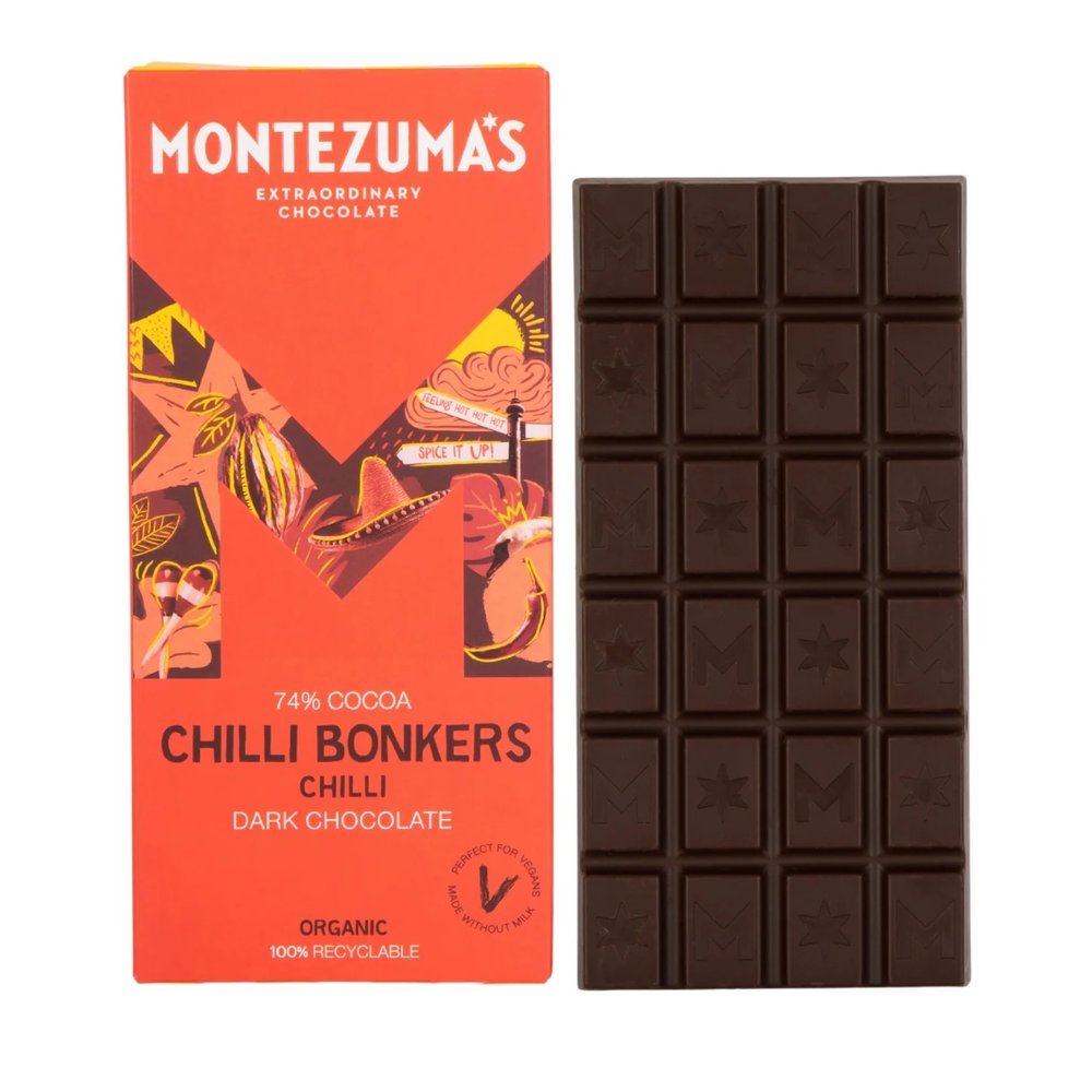 Organic Dark Chocolate Bar - Chilli Bonkers Montezuma 12x90g