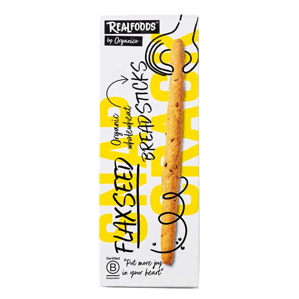 Organic Omega3 Wholewheat & Flaxseed Grissini Realfoods by O Organic Omega3 Wholewheat & Flaxseed Grissini Realfoods by O