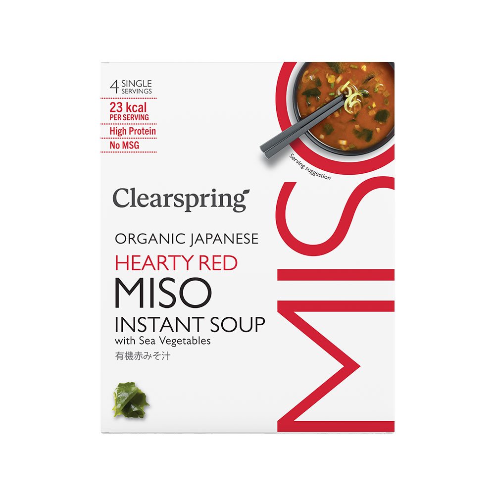 Organic Hearty Red Miso Soup - instant Clearspring 4x10g Organic Hearty Red Miso Soup - instant Clearspring 4x10g