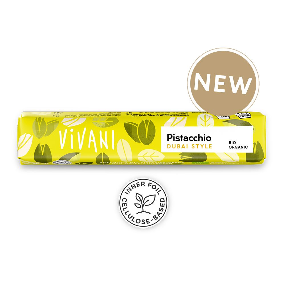 Organic Pistacchio Dubai Style Milk Chocolate Vivani 40g Organic Pistacchio Dubai Style Milk Chocolate Vivani 40g