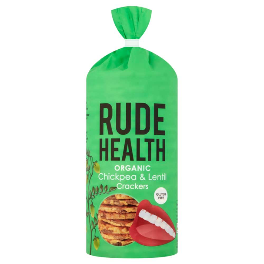 Organic Chickpea & Lentil Crackers Rude Health 8x120g Organic Chickpea & Lentil Crackers Rude Health 8x120g