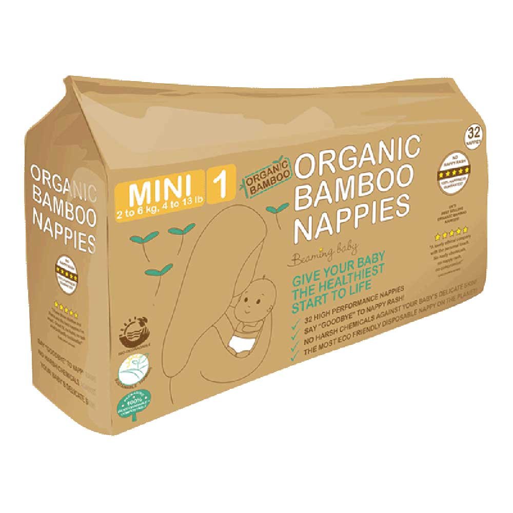 Organic 1 - Mini Bamboo Nappies (2-6kg) Beaming Baby 32pack Organic 1 - Mini Bamboo Nappies (2-6kg) Beaming Baby 32pack