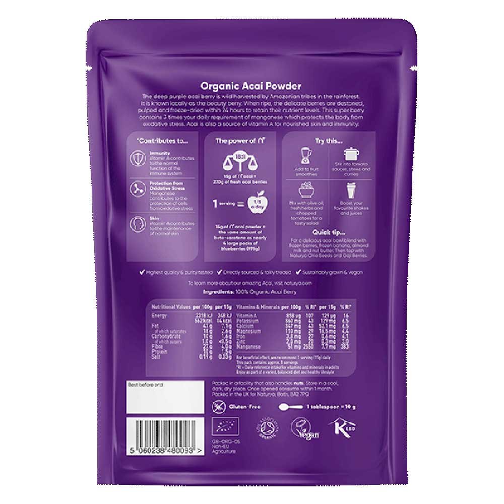 Organic Acai Powder Naturya 125g Organic Acai Powder Naturya 125g
