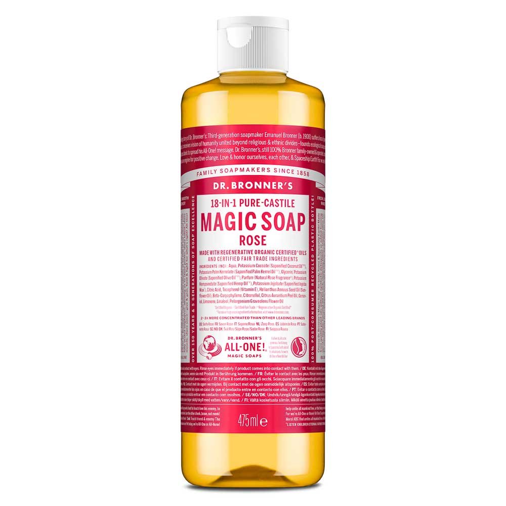 Organic Rose Liquid Soap (1/2 case) Dr. Bronner 6x473ml Organic Rose Liquid Soap (1/2 case) Dr. Bronner 6x473ml