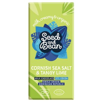Organic Cornish Sea Salt & Tangy Lime Milk Chocolate Bar See Organic Cornish Sea Salt & Tangy Lime Milk Chocolate Bar See