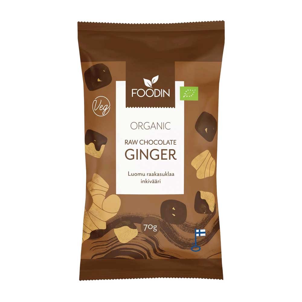 Organic Raw Chocolate Coated Ginger Foodin 8x70g