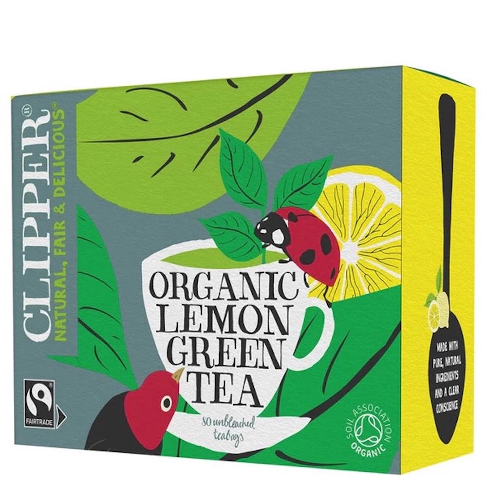 Organic Green Tea & Lemon Fairtrade Teabags - 80's Clipper 4x80bgs Organic Green Tea & Lemon Fairtrade Teabags - 80's Clipper 4x80bgs