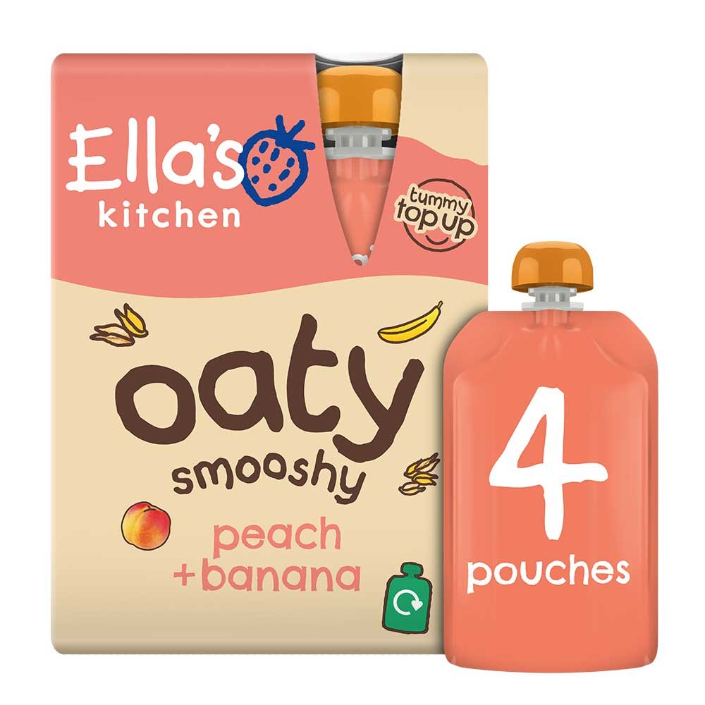 Organic Peach + Banana Oaty Smooshy - multi Ella's Kitchen 4x90g