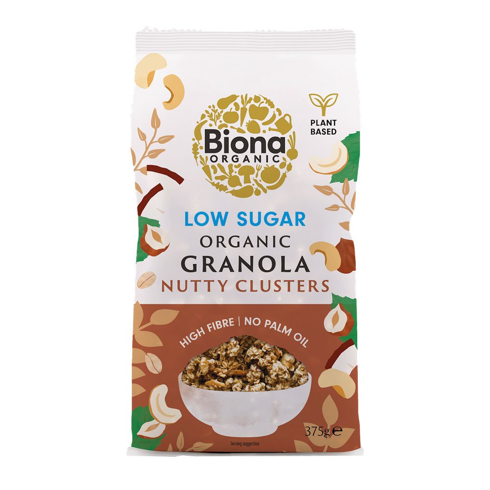 Organic Granola Nutty Clusters Low Sugar Biona 375g