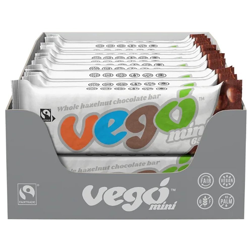 Organic Mini Whole Hazelnut Chocolate Bar Vego 20x65g Organic Mini Whole Hazelnut Chocolate Bar Vego 20x65g