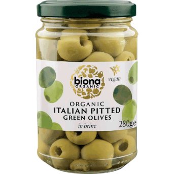 Organic Italian Pitted Green Olives - in brine Biona 280g Organic Italian Pitted Green Olives - in brine Biona 280g