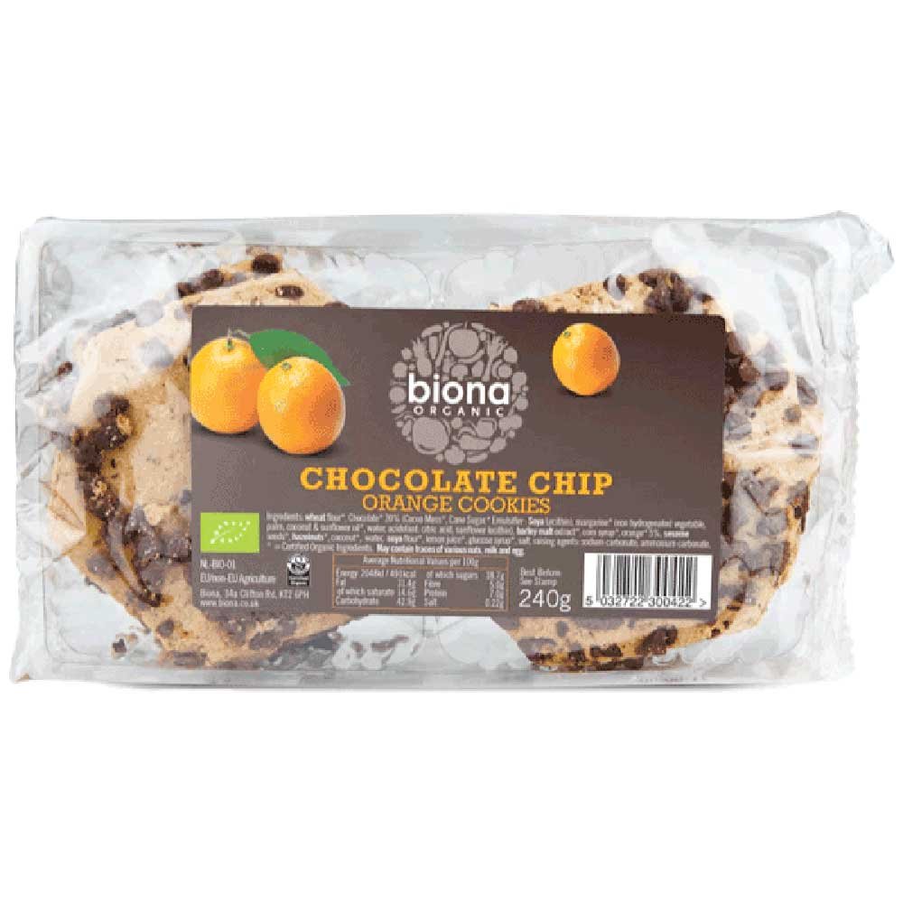 Organic Chocolate Chip & Orange Cookies Biona 240g Organic Chocolate Chip & Orange Cookies Biona 240g