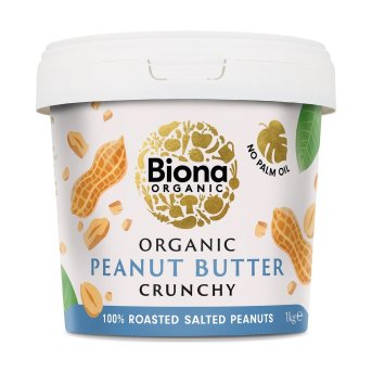 Organic Salted Peanut Butter Crunchy - tub Biona 6x1kg Organic Salted Peanut Butter Crunchy - tub Biona 6x1kg