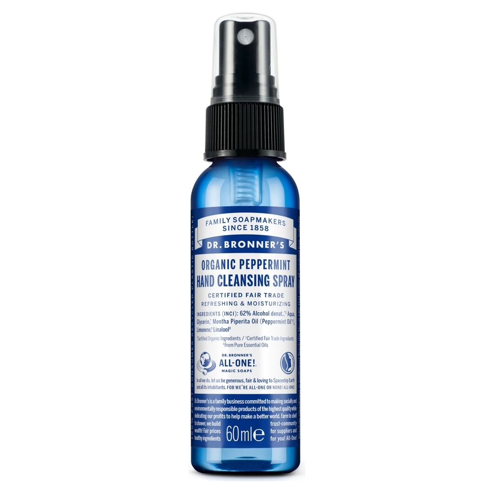 Organic Peppermint Hand Hygiene Spray Dr. Bronner 12x60ml Organic Peppermint Hand Hygiene Spray Dr. Bronner 12x60ml