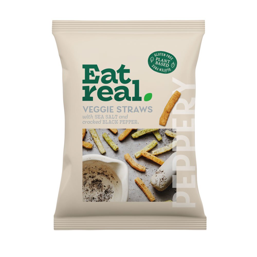 Veggie Straws Sea Salt Black Pepper - large Eat Real 110g