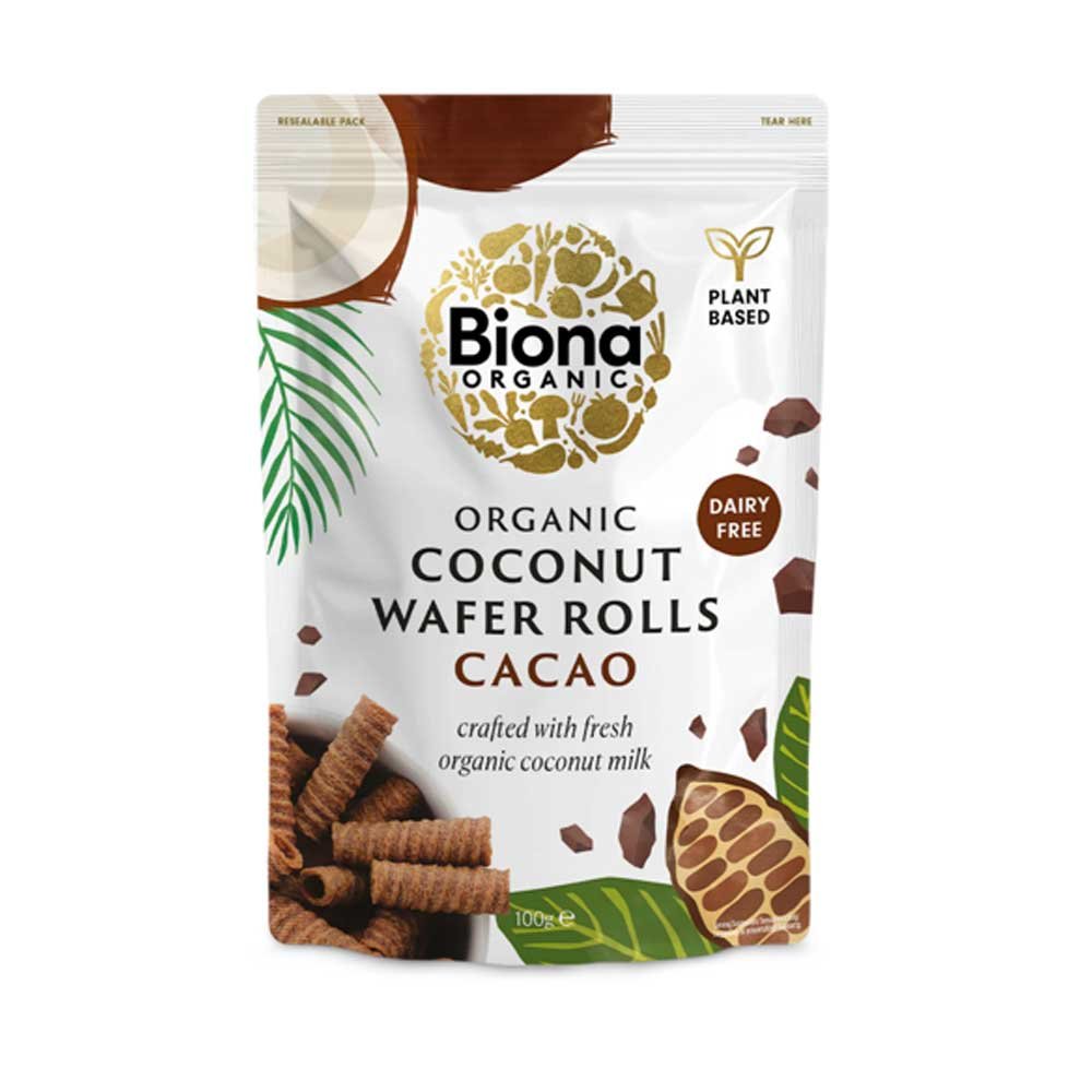 Organic Coconut Wafer Rolls Cacao Biona 12x100g