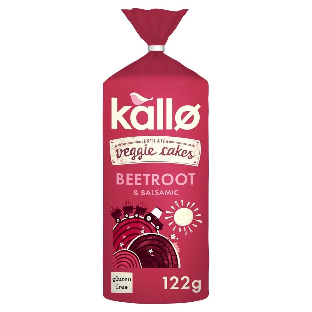 Lentil & Pea Veggie Cakes - Beetroot Kallo 6x122g Lentil & Pea Veggie Cakes - Beetroot Kallo 6x122g
