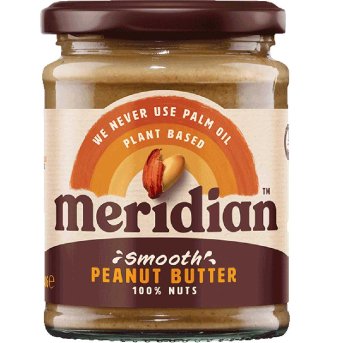 Peanut Butter Smooth 100% - glass Meridian 280g