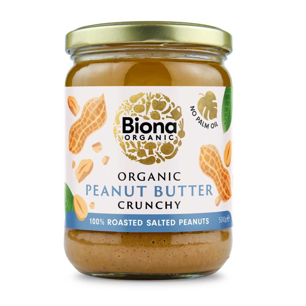 Organic Salted Peanut Butter Crunchy - large jar Biona 500g