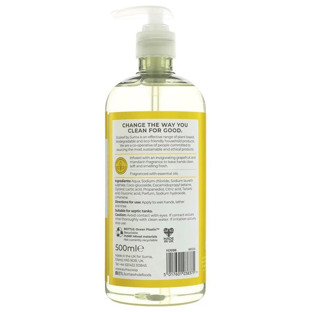 Liquid Hand Soap - Grapefruit & Mandarin Ecoleaf 6x500ml Liquid Hand Soap - Grapefruit & Mandarin Ecoleaf 6x500ml