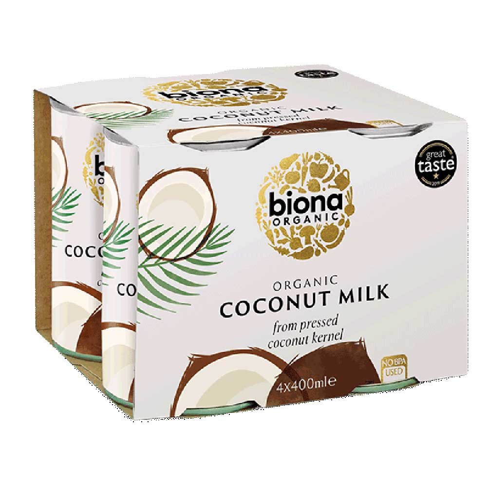 Organic Coconut Milk (17% fat) - 4 Pack Biona 4x400ml Organic Coconut Milk (17% fat) - 4 Pack Biona 4x400ml
