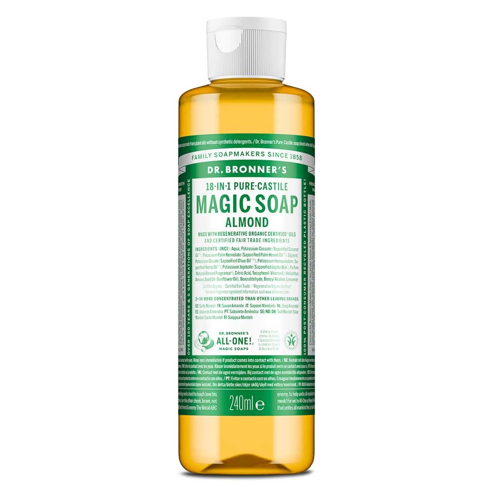 Organic Almond Liquid Soap (1/4 case) Dr. Bronner 6x240ml Organic Almond Liquid Soap (1/4 case) Dr. Bronner 6x240ml