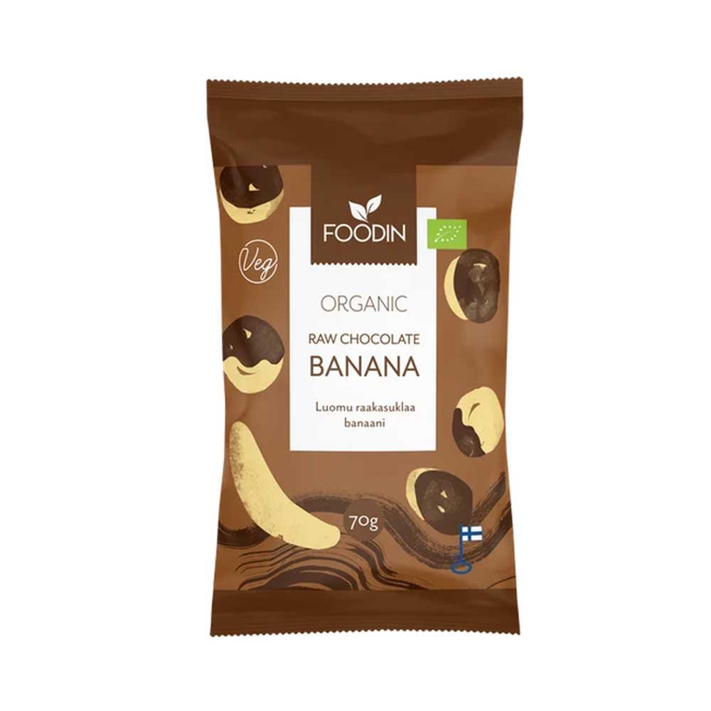 Organic Raw Chocolate Coated Banana Foodin 8x70g Organic Raw Chocolate Coated Banana Foodin 8x70g