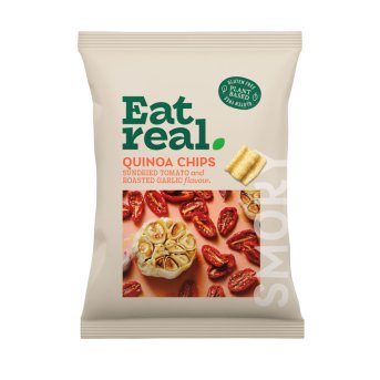 Sundried Tomato & Roast Garlic Quinoa Chips Eat Real 10x90g Sundried Tomato & Roast Garlic Quinoa Chips Eat Real 10x90g