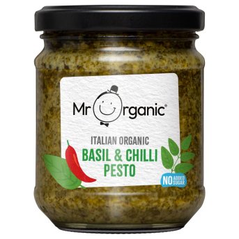 Organic Basil & Chilli Pesto - no added sugar Mr Organic 6x190g Organic Basil & Chilli Pesto - no added sugar Mr Organic 6x190g