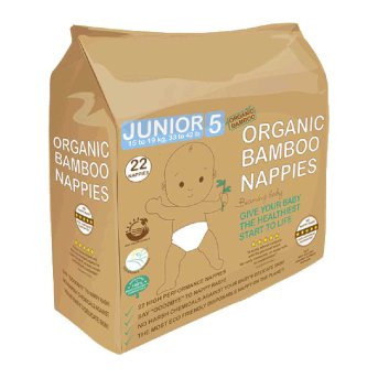 Organic 5 - Junior Bamboo Nappies (15-19kg) Beaming Baby 22p Organic 5 - Junior Bamboo Nappies (15-19kg) Beaming Baby 22p