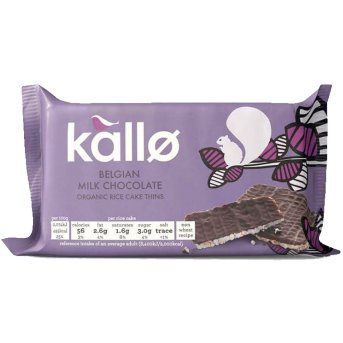 Organic Milk Chocolate Rice Cake Thins Kallo 22x75g Organic Milk Chocolate Rice Cake Thins Kallo 22x75g