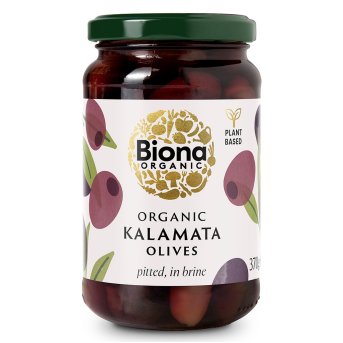 Organic Kalamata Olives pitted - in brine Biona 6x370g Organic Kalamata Olives pitted - in brine Biona 6x370g