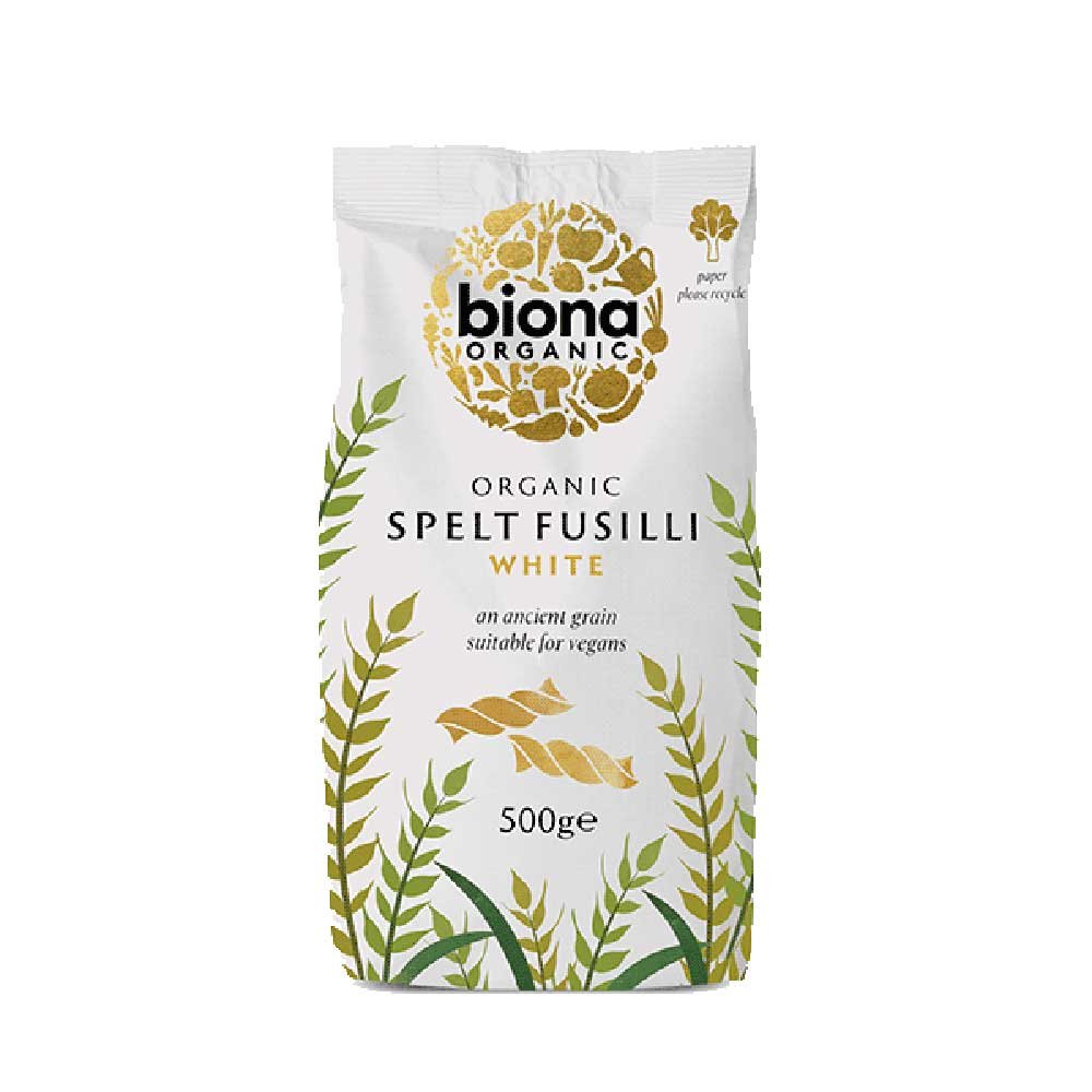 Organic White Spelt Fusilli Biona 500g Organic White Spelt Fusilli Biona 500g