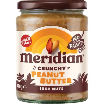 Peanut Butter Crunchy 100% - glass Meridian 6x470g