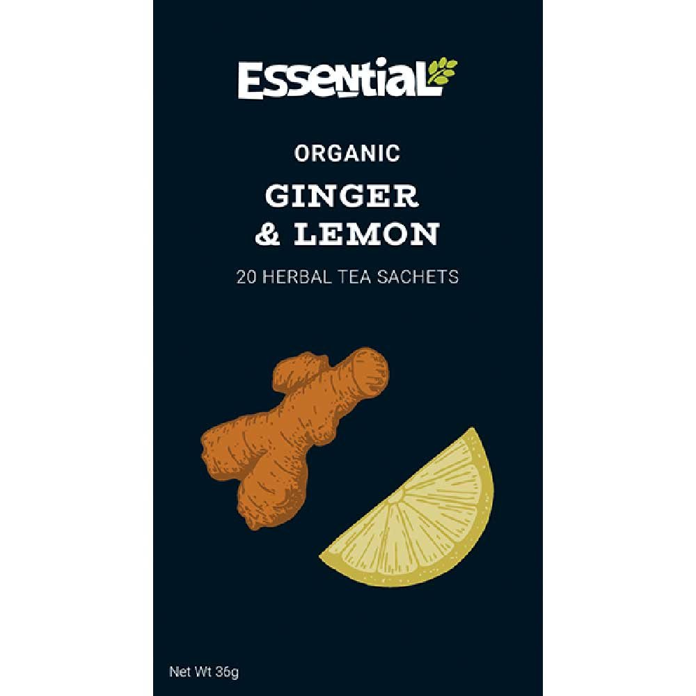 Organic Ginger & Lemon Tea Sachets Essential 20bgs