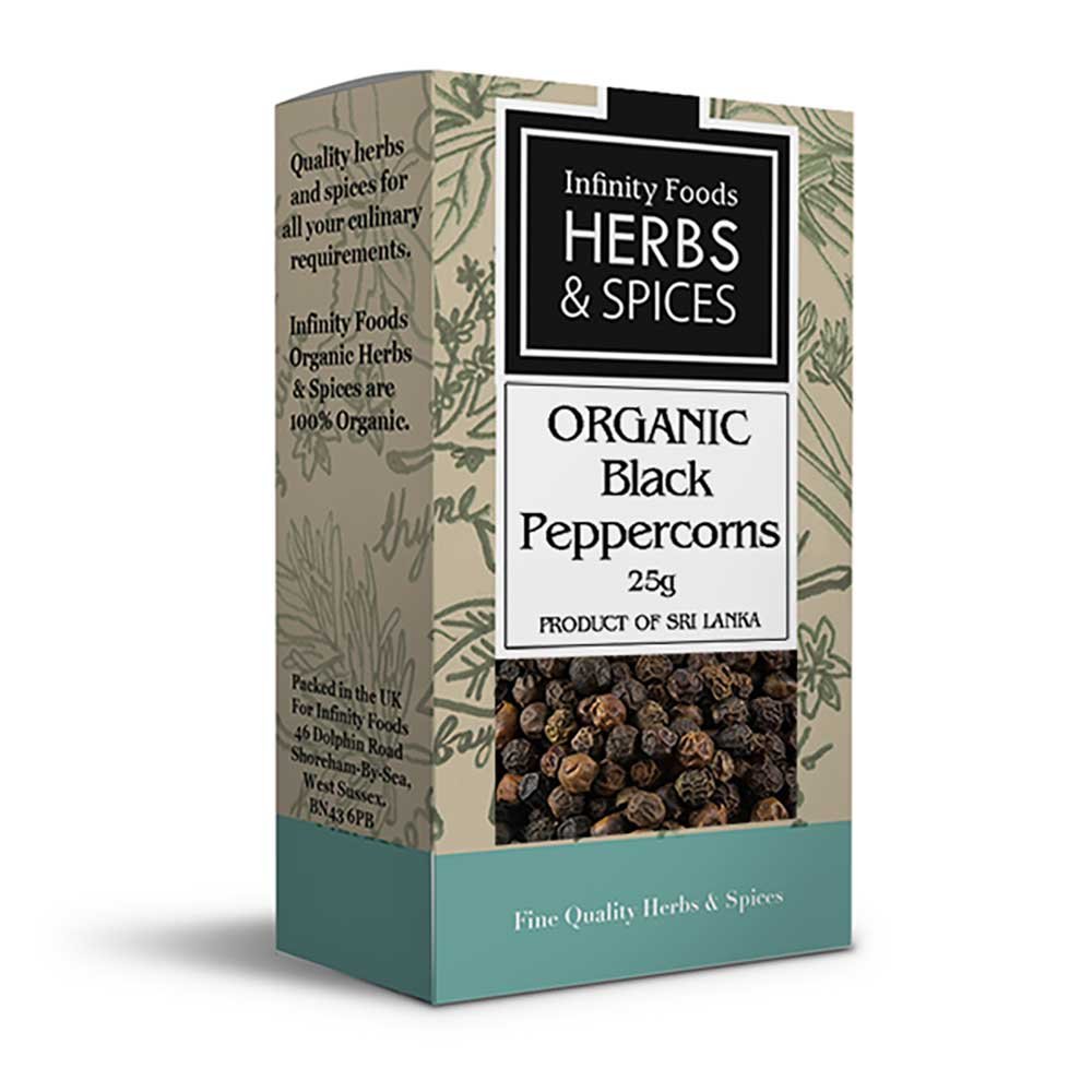 Organic Black Peppercorns Infinity Foods 25g Organic Black Peppercorns Infinity Foods 25g