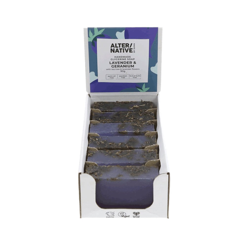 Lavender & Geranium Glycerine Soap Alter-Native by Suma 90g Lavender & Geranium Glycerine Soap Alter-Native by Suma 90g