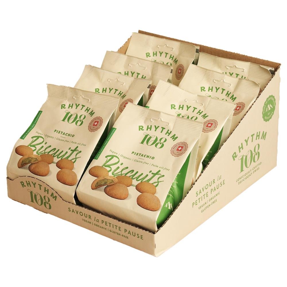 Organic Pistachio filled Biscuit Share Bag Rhythm 108 8x135g Organic Pistachio filled Biscuit Share Bag Rhythm 108 8x135g