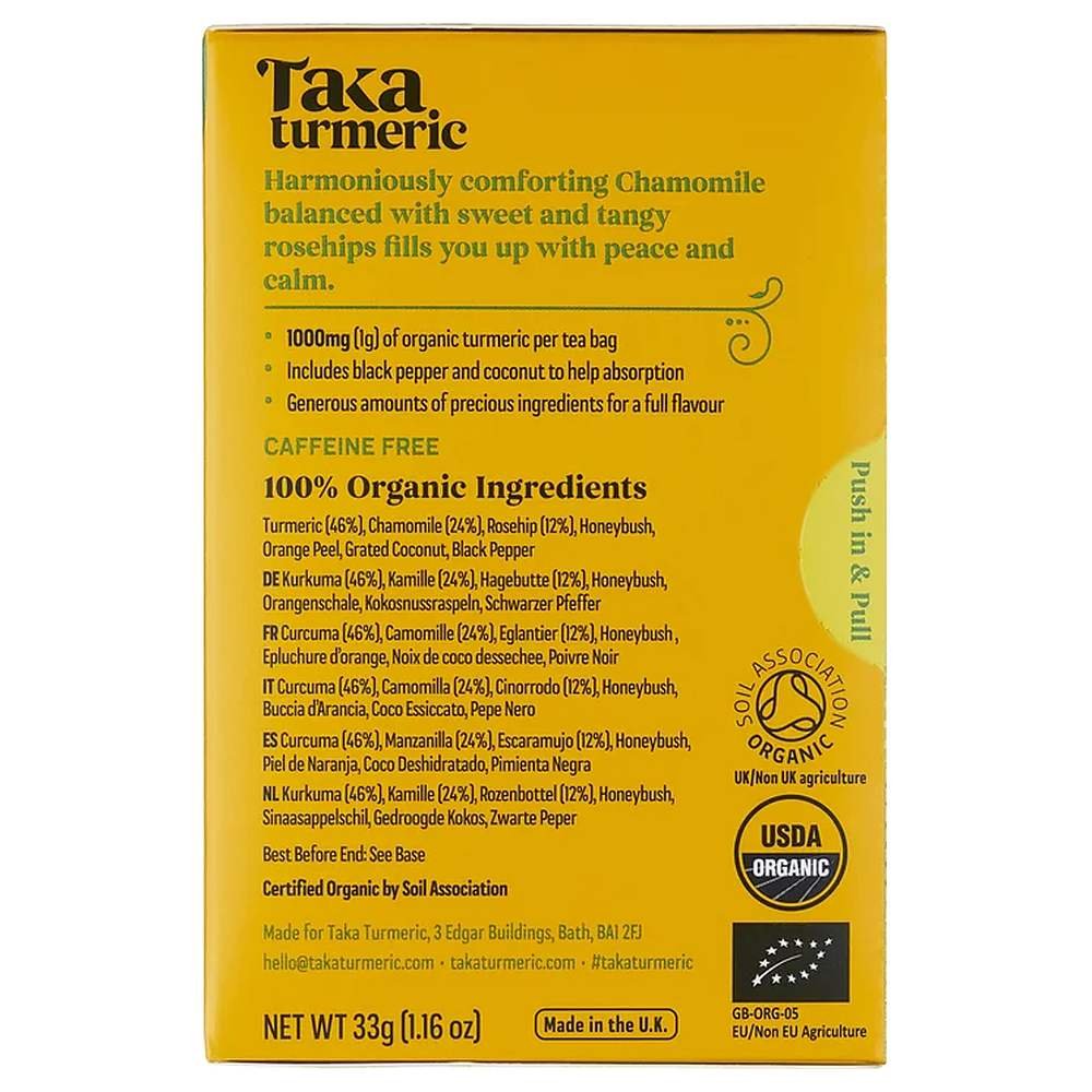 Organic Chamomile Rosehip Turmeric Tea Bags Taka Turmeric 4x15bags