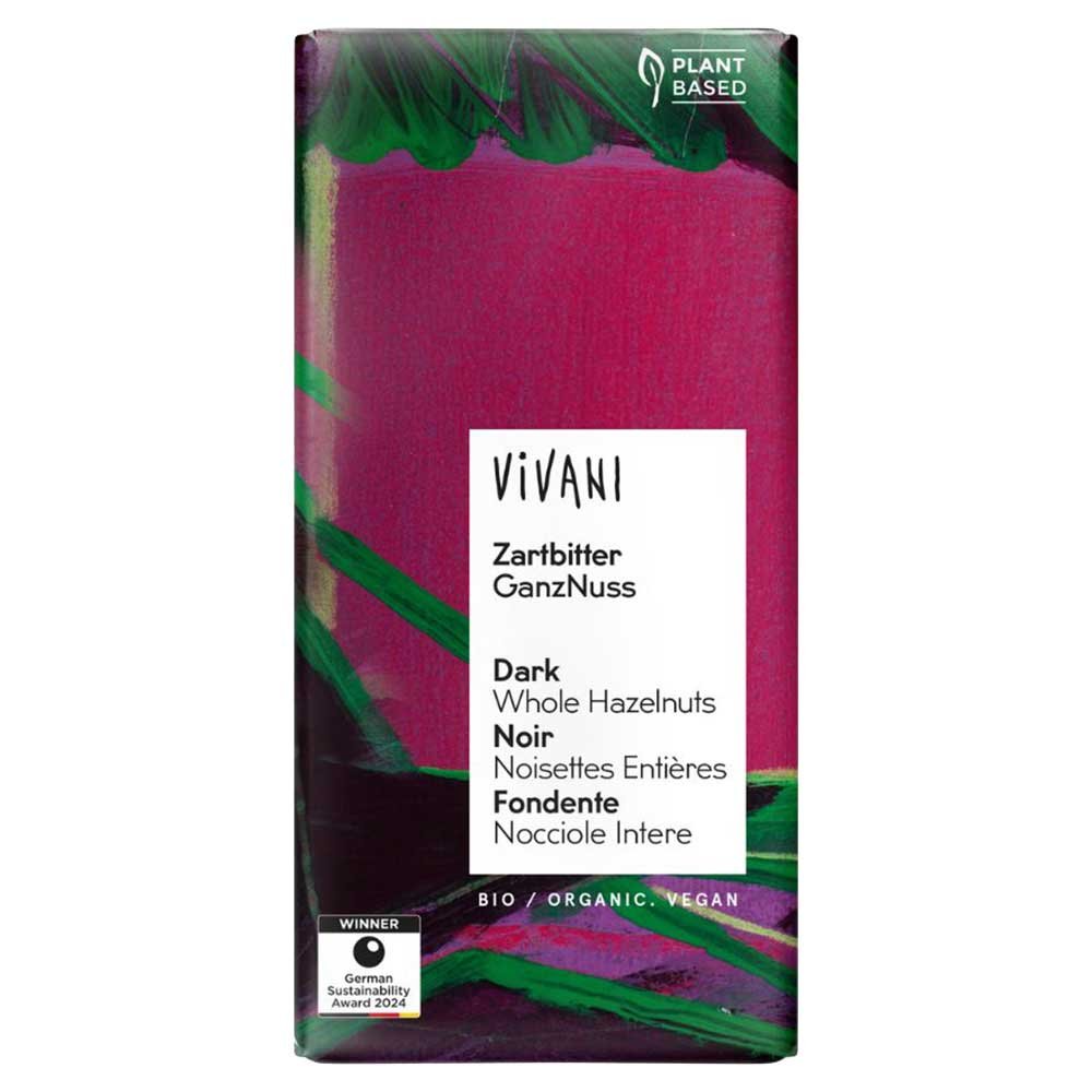 Organic Dark with Whole Hazelnuts Chocolate Vivani 100g